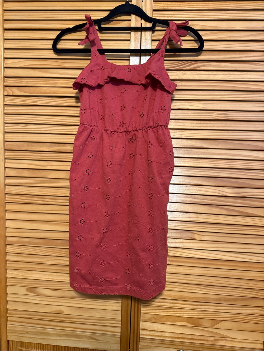 Cat & Jack Pink Eyelet Tie-Shoulder Sundress